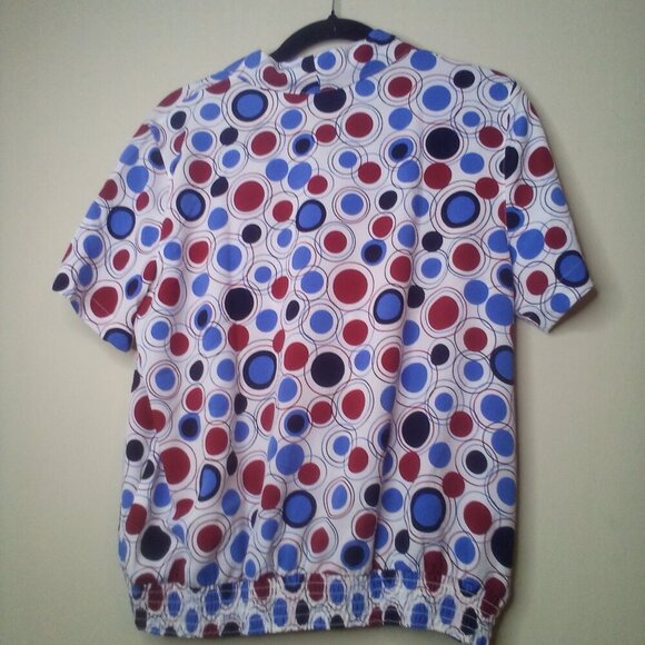 Alfred Dunner Blouse 12P 12 Petite Short Sleeve Button Up Elastic Waist Circles - Picture 4 of 16